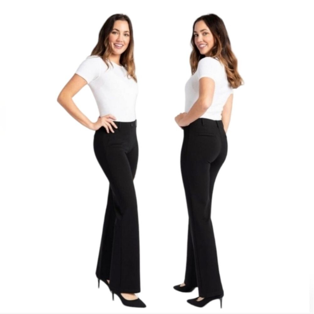 Betabrand dresspant yoga pants bootcut style W0565-BK black LP Large Petite